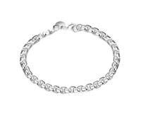 Bracelet Couleurs Acier Anneaux Bijoux argent rond treillis chaîne Bracelet pour femmes cadeau Europe et états- chaud nouveau rond vérifier Bracelet 4 Jonc Avec Anneaux (Silver, One Size)