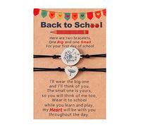 Bracelet Couleurs Poignet Anneaux bracelet ensemble pour 2 jour d'école bracelet maman et moi bracelets pour mère fille filles garçons 4 Perles Précieuses En Perlé Classique (Silver, One Size)