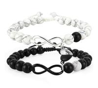 Bracelet Couple, 2Pcsbracelet Connecté Couple, Nœud Ajustable à Attraction Mutuelle,Bracelet De Perles De Pierre Cadeau Couple,Relation à Distance, Cadeaux d'Anniversaire,Cadeau Couple Amoureux