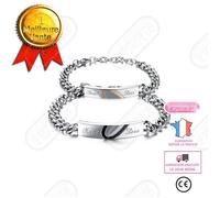 bracelet couple amoureux pour 2 gourmette cœur femme homme bijoux livraison rapide 1 paire acier titane cadeau bijouterie chaine