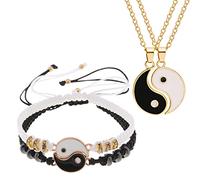 Bracelet Couple, Bracelet Cordon Réglable Yin Yang Bracelet Amitié Bracelet Couple, Ensemble de Colliers et Bracelets Réglables, Bracelets Personnalisés pour Couples et Meilleur Ami