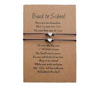 Bracelet Couple Cadeau 2pcs bracelet retour à l'école cadeau plus carte retour à l'école cadeaux mère fille ensemble pour 2 premiers jours d'école maman et moi bracelets pour ( Black, One Size)