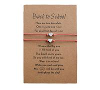 Bracelet Couple Cadeau 2pcs bracelet retour à l'école cadeau plus carte retour à l'école cadeaux mère fille ensemble pour 2 premiers jours d'école maman et moi bracelets pour mère ( Red, One Size)