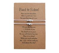 Bracelet Couple Cadeau 2pcs bracelet retour à l'école cadeau plus carte retour à l'école cadeaux mère fille ensemble pour 2 premiers jours d'école maman et moi bracelets pour ( White, One Size)
