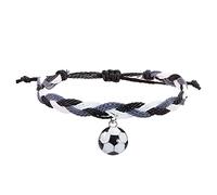 Bracelet Couple Cadeau Bracelets De Charme De Football Faveurs Fête Football Bracelets Noir Rouge Marron Perles Bracelet Balle Inspirant Réglable Pour Les Adolescents Adultes Sport ( S, One Size)