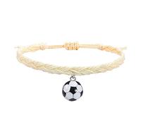 Bracelet Couple Cadeau Bracelets De Charme De Football Faveurs Fête Football Bracelets Noir Rouge Marron Perles Bracelet Balle Inspirant Réglable Pour Les Adolescents Adultes Sport ( W, One Size)