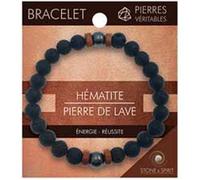 Bracelet créateur 'Minéralia' hématite, pierre de lave - 8 mm [R2139]