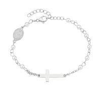Bracelet Croix en Acier Inoxydable Bracelet Bracelet Chapelet en Argent 925 avec Médaille Bracelet Femme Coix et Médaille de saint Benoît Réglable Chaîne Croix Jour Anniversaire Anniversaire Noël