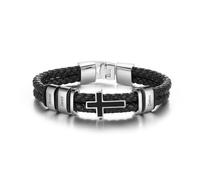 Bracelet Croix Personnalisé pour Homme - Bracelet Homme avec 2-4 Noms Cadeau Personnalisés pour Papa Mari Petit Ami Fils Noël Anniversaire (3 NAME)