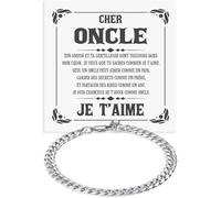 Bracelet Cubain Homme - Idée Cadeau Oncle en Acier Inox Poli de très haute qualité, pour lui, Fêtes et Événements, Bracelets Oncles et Neveux - Coffret avec DÉDICACE inclus (Bracelet Oncle)