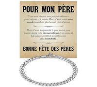 Bracelet Cubain Papa Homme en Acier Inox Poli Idée Cadeau Originale Papa Anniversaire Noël Fête des Pères - Coffret avec DÉDICACE inclus (Bracelet Cubain Papa)