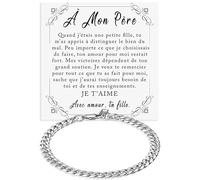 Bracelet Cubain Papa Homme en Acier Inox Poli Idée Cadeau Originale Papa Anniversaire Noël Fête des Pères - Coffret avec DÉDICACE inclus (Bracelet Cubain Papa 1)