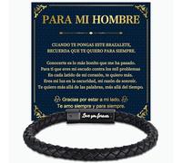 Bracelet Cuir Homme Cadeau Anniversaire - Bijoux Hommes Cuir Véritable Tissé À La Main Avec Acier Inoxydable Presse Boucle Et Coffret Cadeau Homme Pour Mes Amours Papa Copain Anniversaire Mariage Noël