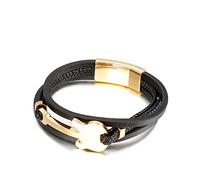 Bracelet Cuir Or Homme en Acier avec Guitare - Mode 20.9cm