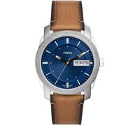 Bracelet cuir / tissu homme - FOSSIL - Montre Fossil Machine cuir marron cadran bleu - Couleur de la matière:Blanc