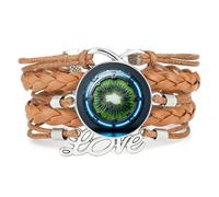 Bracelet Cyber Sculpture Kiwi Fruit Love Ajustable En Cuir Tressé Marron