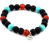 Bracelet d'agate rouge + turquoise + onyx noir mat 8 mm