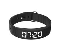 Bracelet d'alarme vibrant - Bracelet vibrant pour dormir, horloge de voyage multifonction, paramètres d'alarme avec vibration discrète, horloge de sommeil pour et adultes, en silicone noir