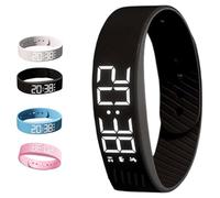 Bracelet d'alarme vibrant silencieux, étanche, alarme vibrante, rappel de la température, 3 fois par jour avec jusqu'à 10 alarmes personnelles pour malentendants, sourds et lourds, Noir