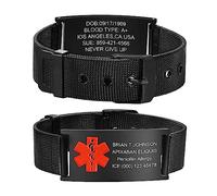 Bracelet d'alerte médicale Bracelet médical Hommes Femmes : Bijoux d'urgence personnalisés Gravure Nom de glace Identification Allergies Diabète Épilepsie Bracelets d'alerte médicale Bracelet d'alerte