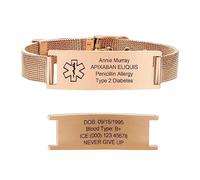 Bracelet d'alerte médicale Bracelet médical Hommes Femmes : Bijoux d'urgence personnalisés Gravure Nom de glace Identification Allergies Diabète Épilepsie Bracelets d'alerte médicale Bracelet d'alerte