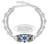 Bracelet d'alerte médicale dynamique avec code QR pour homme et femme - Scan pour mettre à jour les informations médicales - Aucune information médicale nécessaire à la caisse - Bracelet