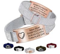 Bracelet d'alerte médicale personnalisé - Bracelet d'identification d'urgence personnalisé avec gravure réglable en nylon, cadeaux pour femme/homme