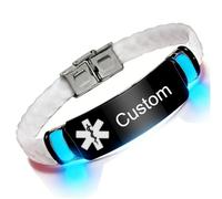 Bracelet d'alerte médicale phosphorescente personnalisé pour sensibilisation aux allergies diabétiques Bracelet d'identification d'urgence en silicone pour homme et femme, bijou d'identification de