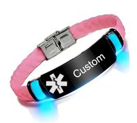 Bracelet d'alerte médicale phosphorescente personnalisé pour sensibilisation aux allergies diabétiques Bracelet d'identification d'urgence en silicone pour homme et femme, bijou d'identification de