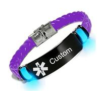 Bracelet d'alerte médicale phosphorescente personnalisé pour sensibilisation aux allergies diabétiques Bracelet d'identification d'urgence en silicone pour homme et femme, bijou d'identification de