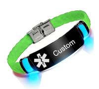 Bracelet d'alerte médicale phosphorescente personnalisé pour sensibilisation aux allergies diabétiques Bracelet d'identification d'urgence en silicone pour homme et femme, bijou d'identification de