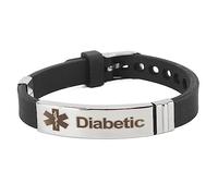 Bracelet d'alerte médicale pour diabète - Sensibilisation - Bijou réglable et élégant - Bracelet de protection de la santé