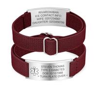 Bracelet d'alerte Médicale Spécialement Conçu - Violet Élastique Strap SOS ID Bracelet avec Gravure Diabète Épilepsie Allergie Numéro de Téléphone Bracelets d’urgence pour les Femmes Hommes Enfants