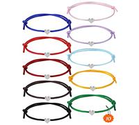 Bracelet d'amitié coeur 10 pièces, cadeau d'anniversaire pour fille de bracelet coeur fille, bracelets d'amitié de taille réglable enfants meilleurs cadeaux d'ami pour les femmes