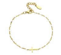 Bracelet D'Amitié, Pendentif Croix ChréTienne, Bracelet RéGlable En Argent 925/Plaqué Or Bracelets Pour Femme