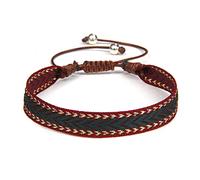 Bracelet d'amitié tissé bohème réglable pour homme et femme - Avec pompons brodés