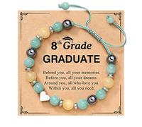 Bracelet d'amour T en pierre naturelle réglable tissé à la main Bracelet de remise de diplôme Couple Bracelet boucles d'oreilles de Noël, taille unique, Verre, Pas de gemme