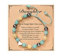 Bracelet d'amour T en pierre naturelle réglable tissé à la main pour remise de diplôme Couple Bracelet squelette boucles d'oreilles pendantes, taille unique, Verre, Pas de gemme