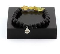 Bracelet d'apatite jaune de Madagascar + perles d'onyx noires mates 8 mm