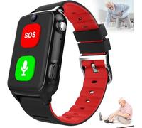 Bracelet D'appel d'urgence pour Personnes âgées, Montre GPS avec Caméra, Secours Sos, Appel Vocal 4g étanche, Mesure du Rythme Cardiaque, pour Personnes Atteintes De Démence., Red