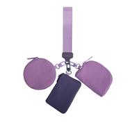 Bracelet d'argent, porte-clés bracelet avec mur portefeuille multifonction avec trois fermetures éclair sur le bouton du poignet argent avec une fermeture éclair complète, petit, Violet, se