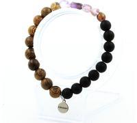 Bracelet d'Auralite du Canada + perles d'onyx noires mates + bois 8 mm
