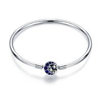 Bracelet de base céleste, bracelet en argent sterling 925 pour femme, compatible avec la plupart des perles de charme (17cm,Silver)