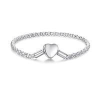 Bracelet de base heart & galaxy, bracelet en argent sterling 925 pour femme, compatible avec la plupart des perles de charme (19CM,Silver)
