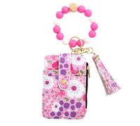 Bracelet De Bracelet - 8,5x12 Cm Flower Faux Purse, Portefeuille De Trousseau | Cuir Artificiel Charmant Organisateur De Cartes De Crédit, Sac À Main - Shopping, Voyages, Anniversaires, Vacances, Cade