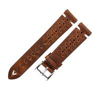 Bracelet de bracelet en cuir de la bande de surveillance 18/22mm, Fermoir brun-silver, 18mm