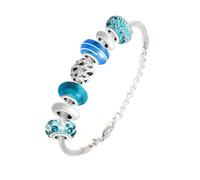 Bracelet de charms perles bleues et acier SC Crystal