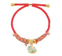 Bracelet de cheval porte-bonheur de la nouvelle année 2026 en fil rouge, bracelet charme cheval chinois du zodiaque animal Feng Shui, bracelet en corde réglable pour femmes, bijou cadeau du nouvel an