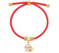 Bracelet de cheval porte-bonheur de la nouvelle année 2026 en fil rouge, bracelet chinois du zodiaque animal Feng Shui, breloque de cheval, corde réglable pour femmes, bijou, cadeau du nouvel an