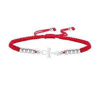 Bracelet de cheville Ankh avec croix égyptienne faite à la main - Bracelet de couple en perles tressées - Pendentif clé de vie - Réglable - Bracelet de cheville religieux - Amulette de l'Égypte
